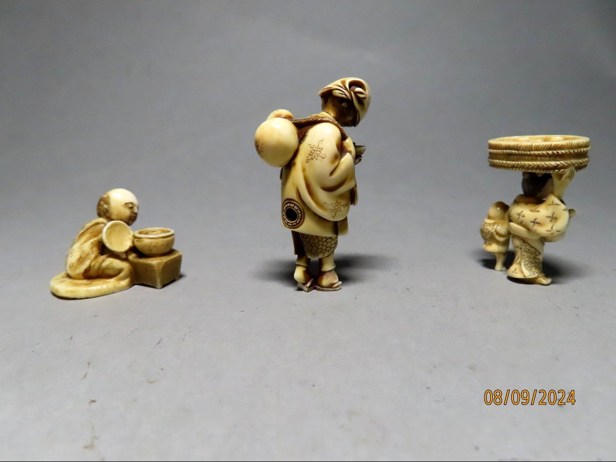 Three Netsuke To Merchants. Japan Meiji Period (1868-1912)-photo-4