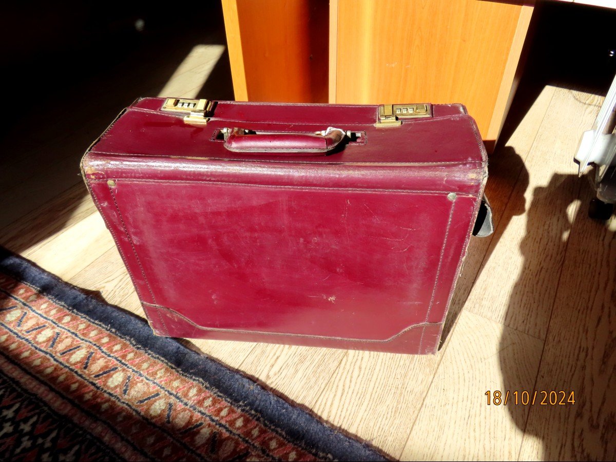 Sacoche en cuir, porte documents, malette de voyage.-photo-3