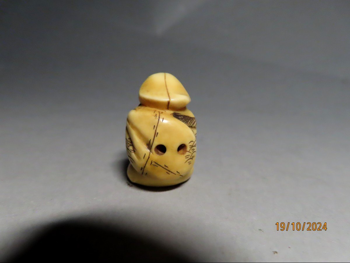 Two Ivory Netsuke. Daikoku And Daikoku. Japan Meiji Period (1868-1912)-photo-4