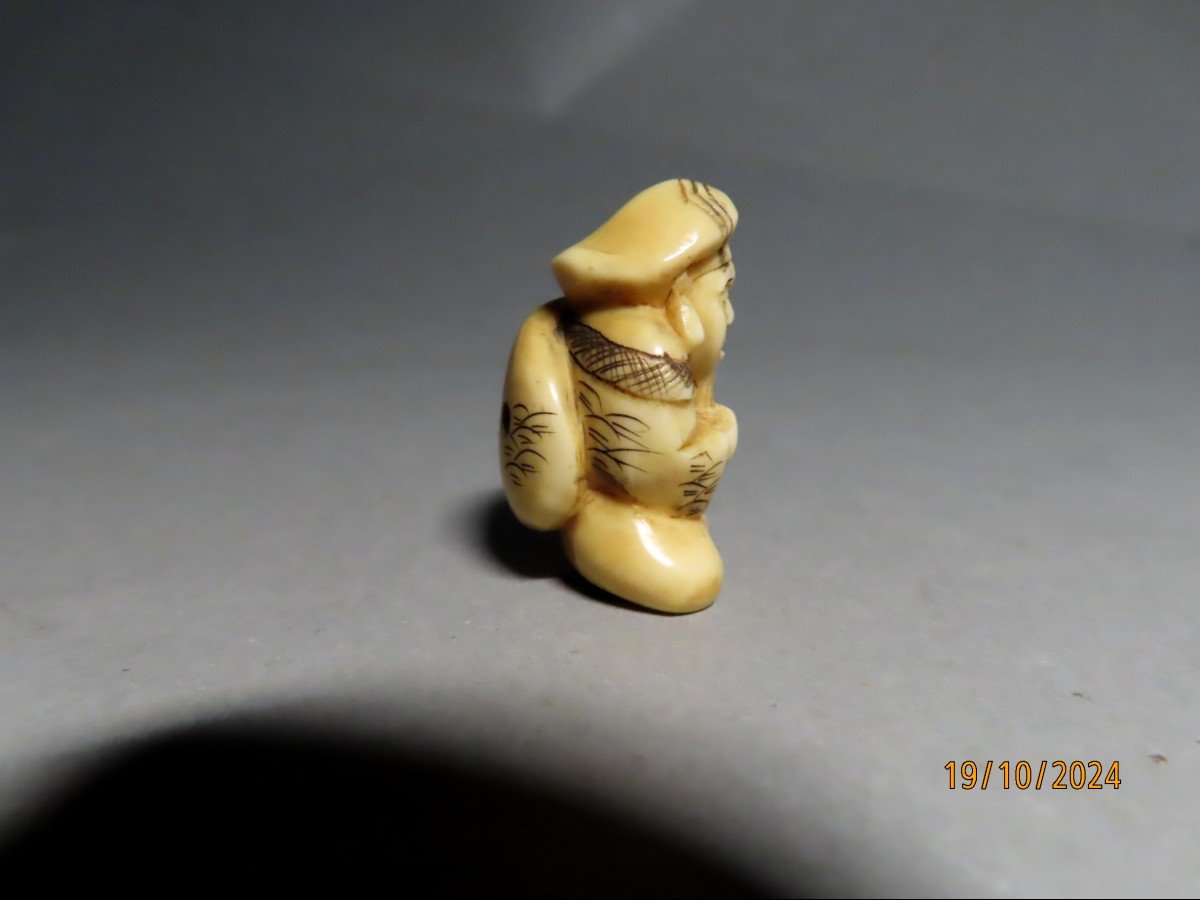 Two Ivory Netsuke. Daikoku And Daikoku. Japan Meiji Period (1868-1912)-photo-5