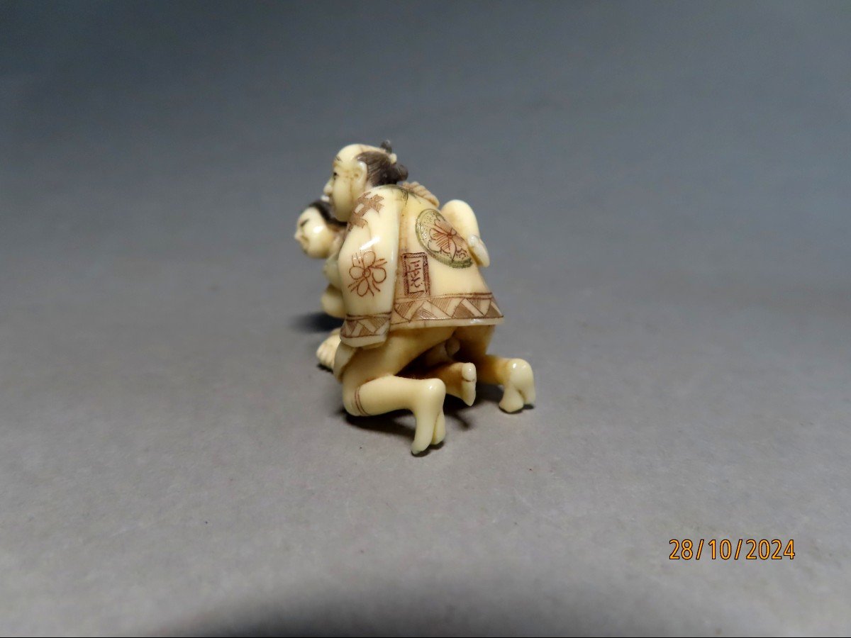 Erotic Netsuke In Ivory. Couple. Japan Taisho Period (1912-1928)-photo-2