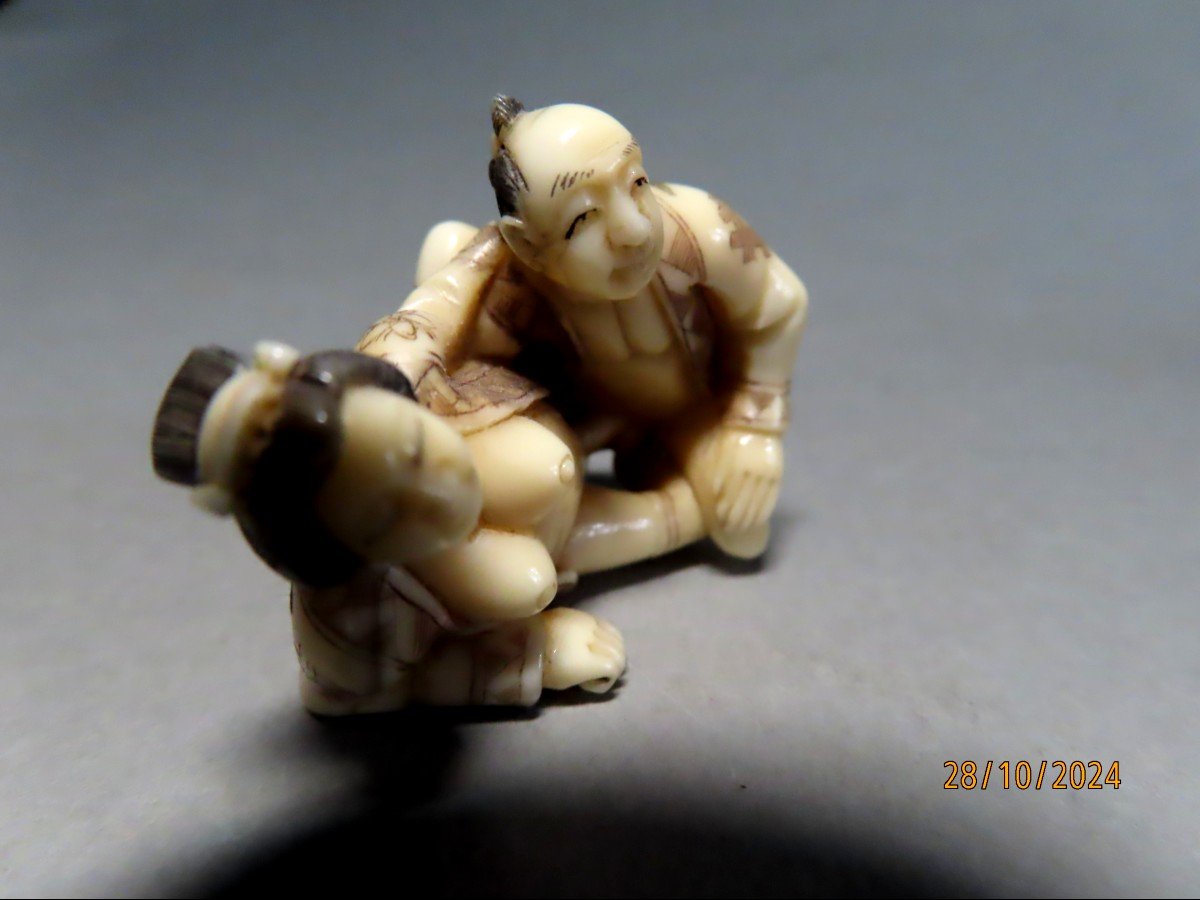 Erotic Netsuke In Ivory. Couple. Japan Taisho Period (1912-1928)-photo-1