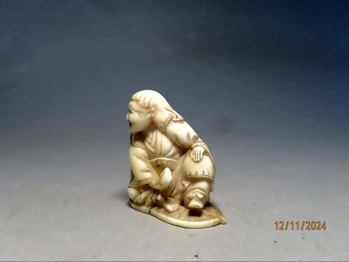 Ivory Netsuke. Sennin Tobosaku. Japan Edo Period 1663-1868)-photo-2