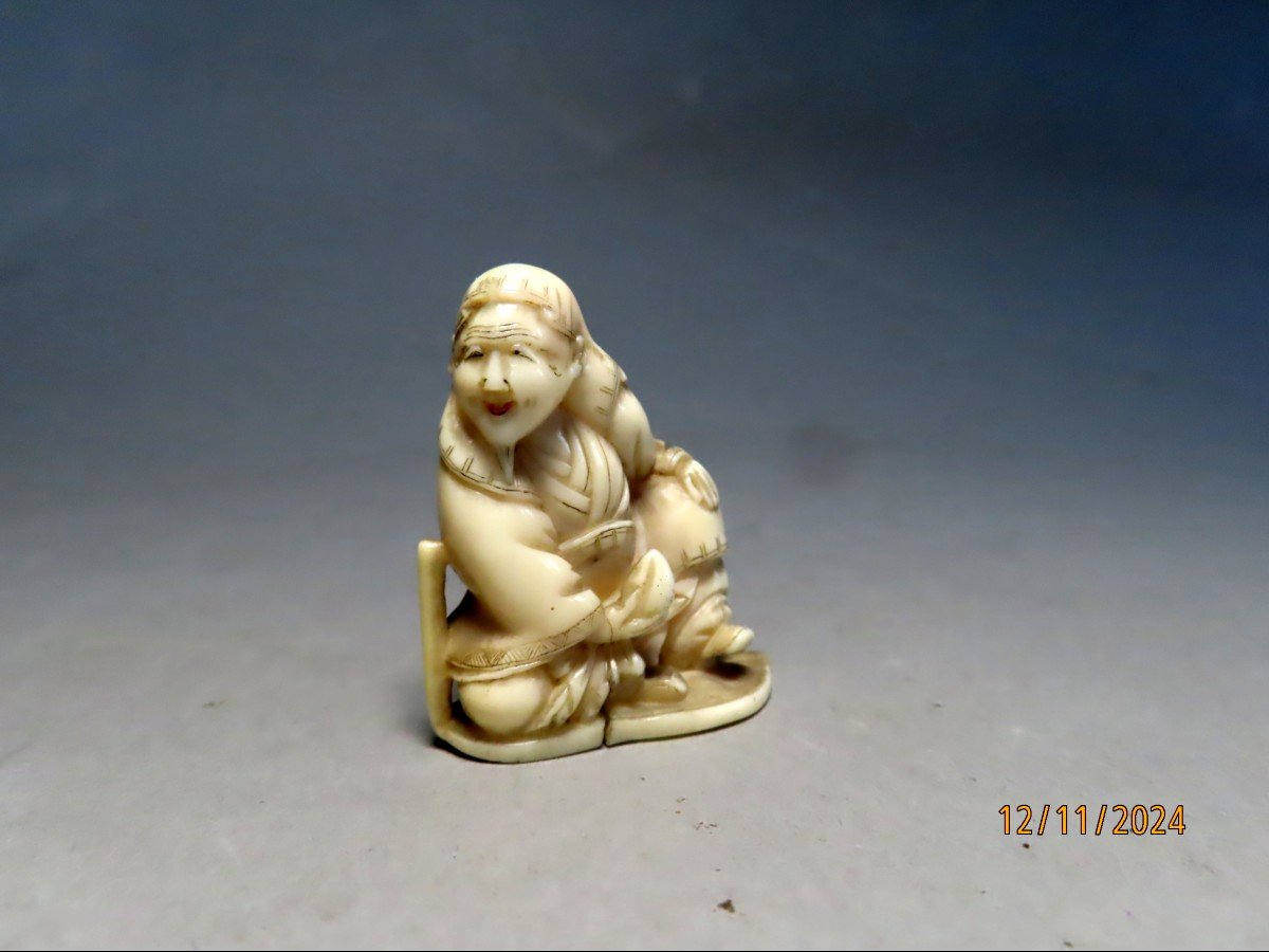 Ivory Netsuke. Sennin Tobosaku. Japan Edo Period 1663-1868)