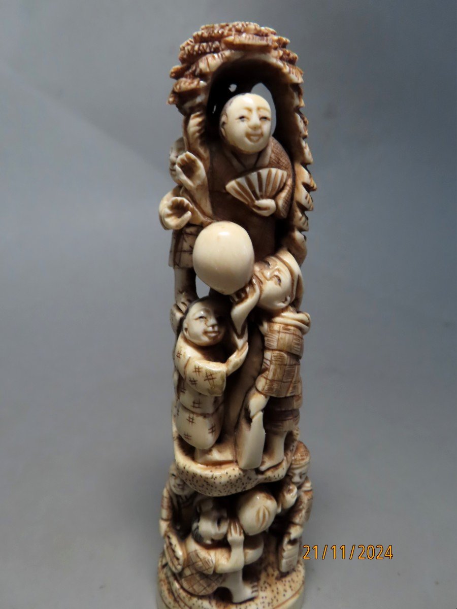 Ivory Okimono. Karako With Balloons. Japan Meiji Period (1868-1912)-photo-2