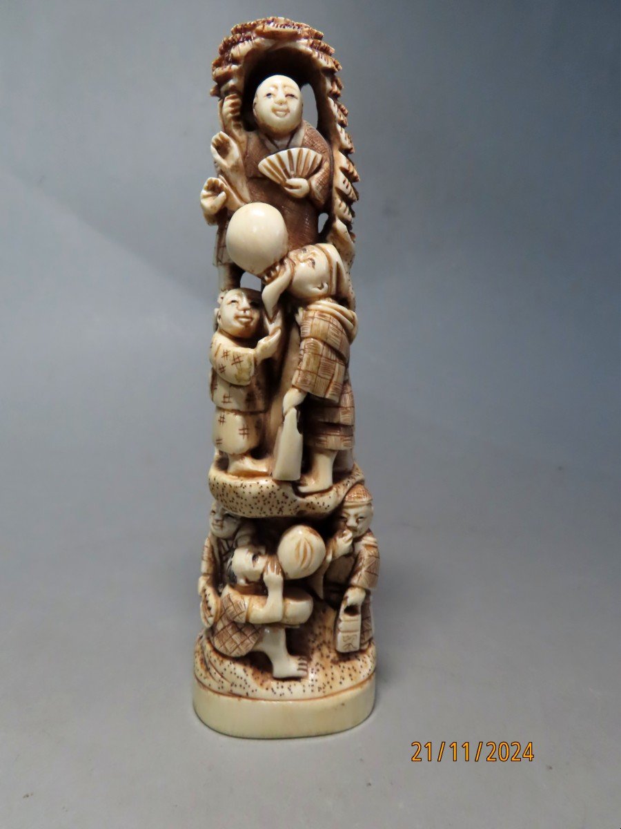 Ivory Okimono. Karako With Balloons. Japan Meiji Period (1868-1912)