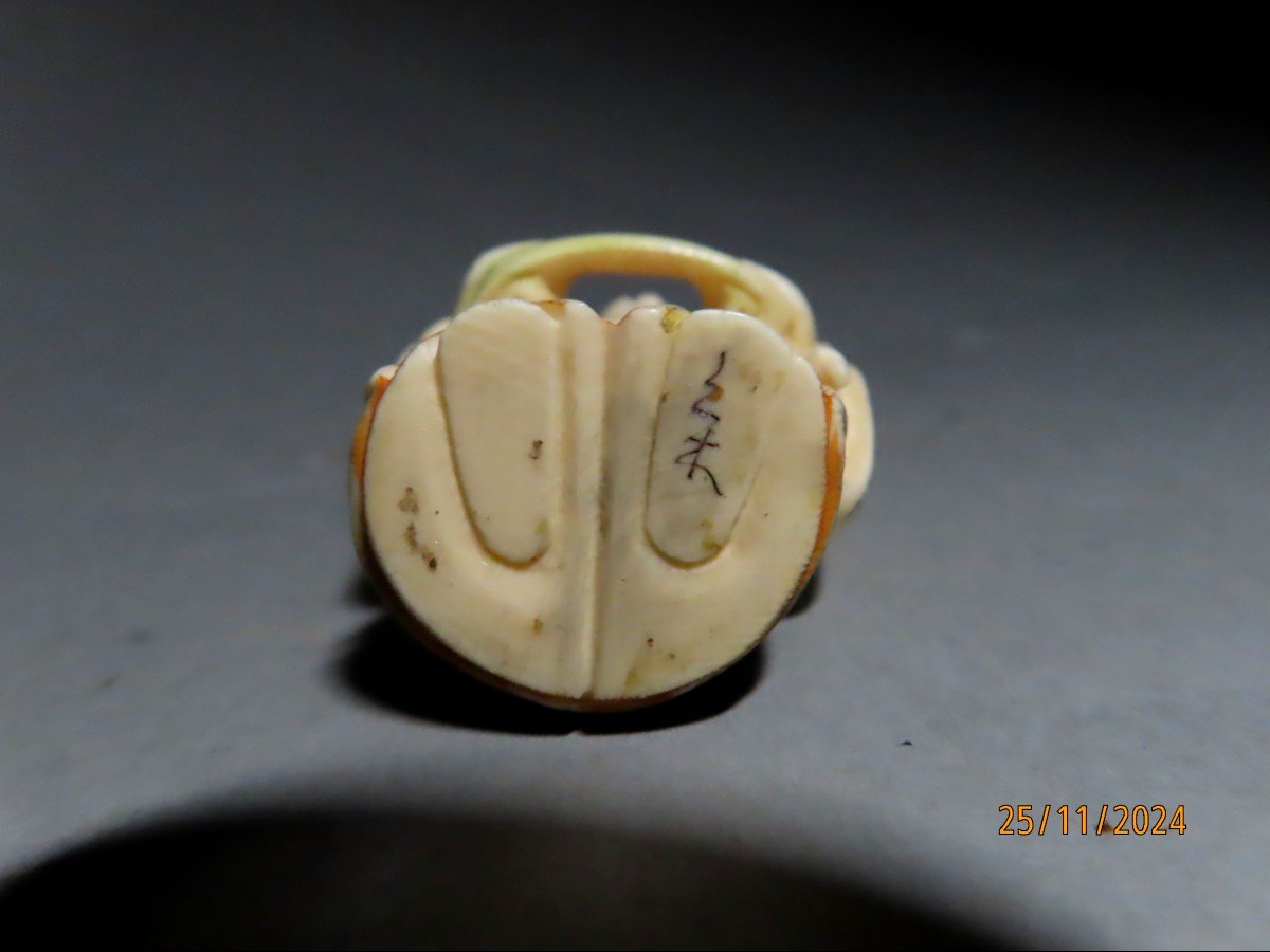 Ivory Netsuke. Notable In The Kakemono. Japan Taisho Period (1912-1928)-photo-3