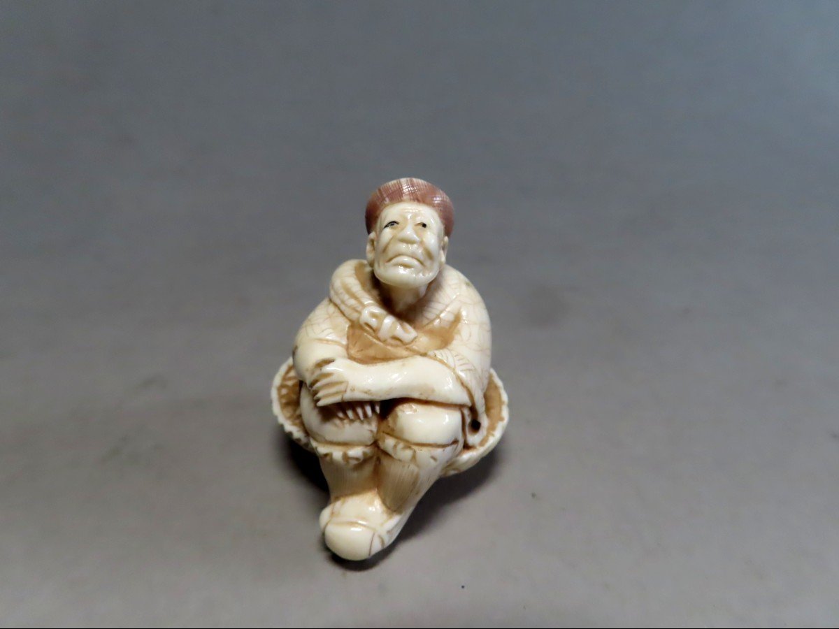 Ivory Netsuke. The Dreamer. Japan Taisho Period (1912-1928)-photo-2