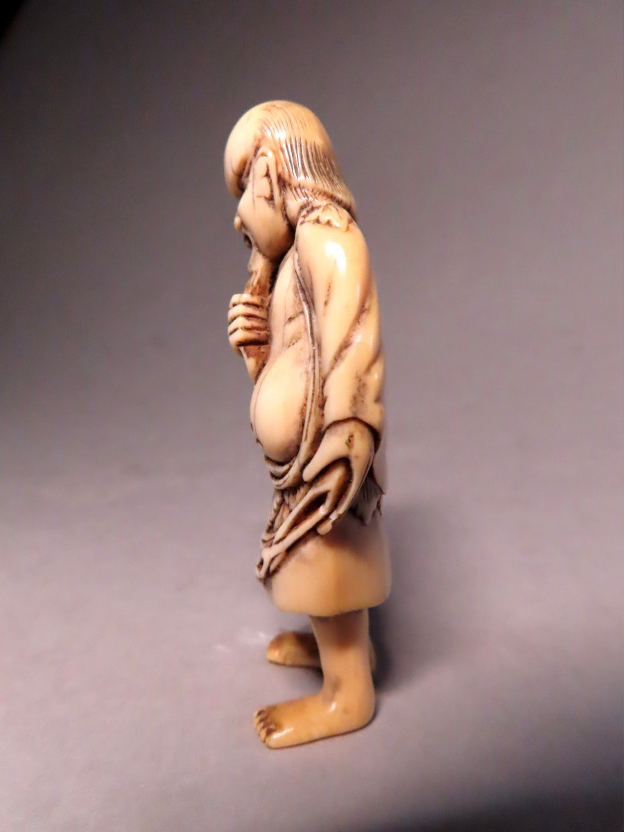 Ivory Netsuke Gama Sennin In Anger. Japan Edo Period (1603-1868)-photo-3