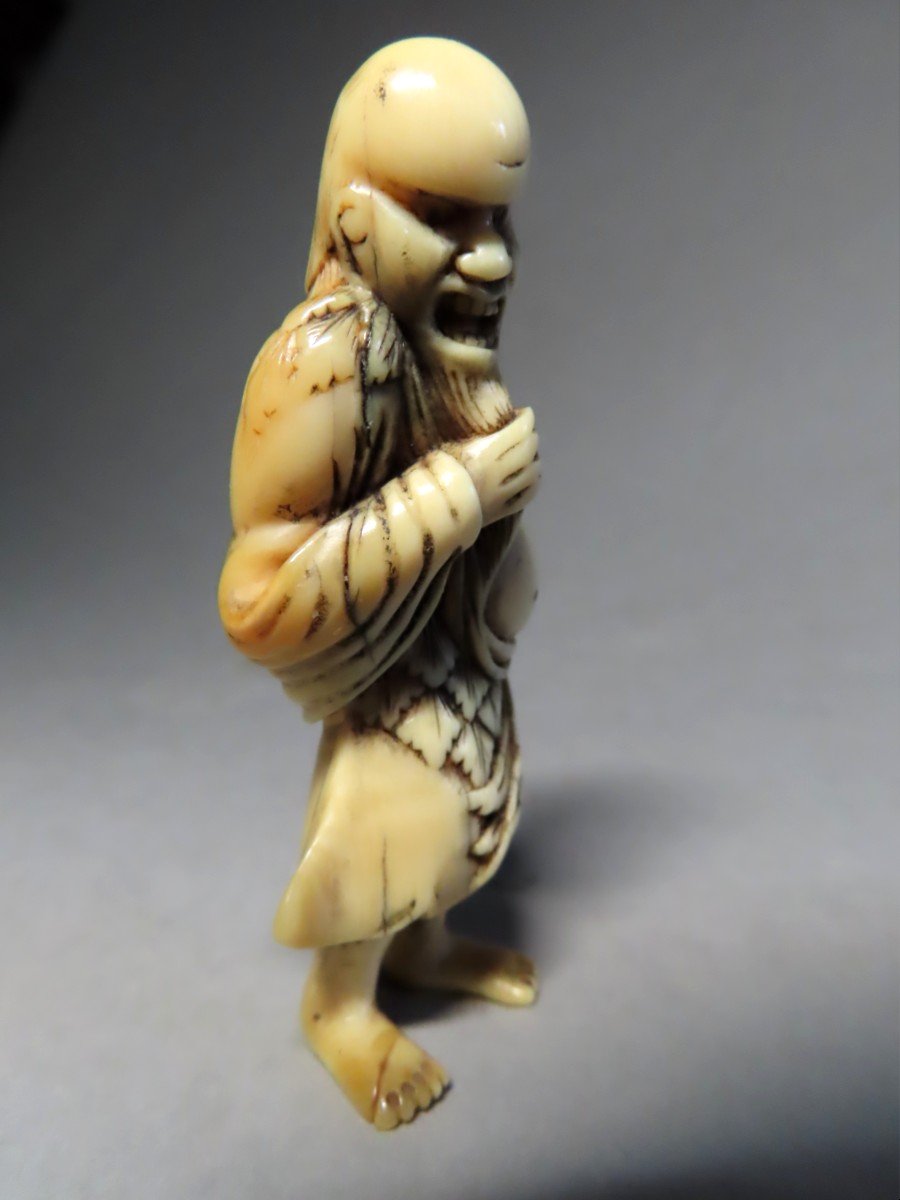 Ivory Netsuke Gama Sennin In Anger. Japan Edo Period (1603-1868)-photo-2