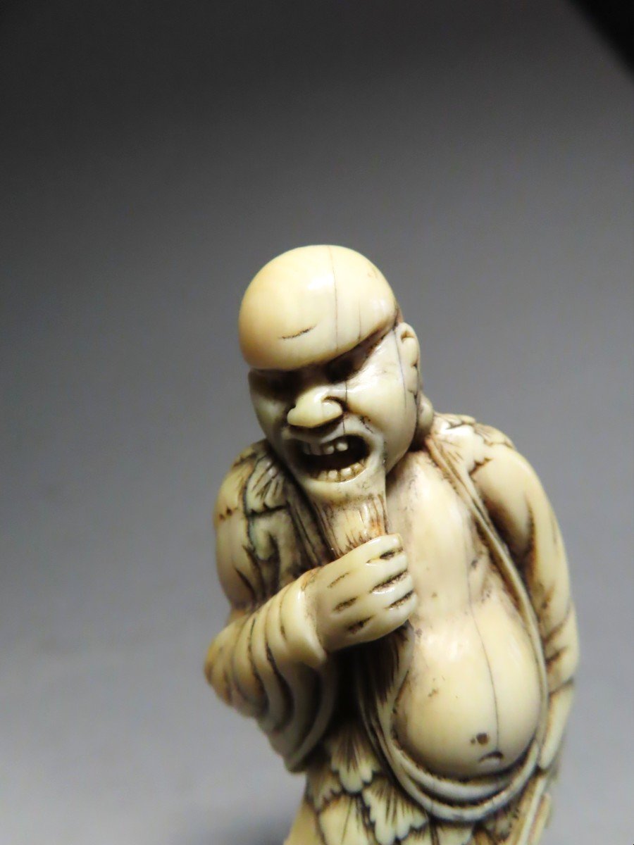 Ivory Netsuke Gama Sennin In Anger. Japan Edo Period (1603-1868)-photo-3