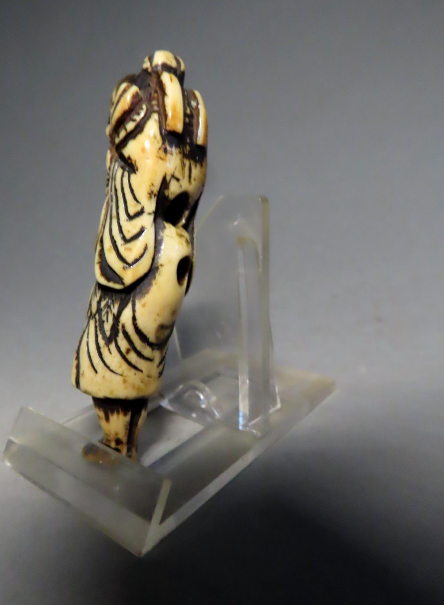 Deer Horn Netsuke. Sennin Tekkai. Japan Edo Period (1603-1868)-photo-4