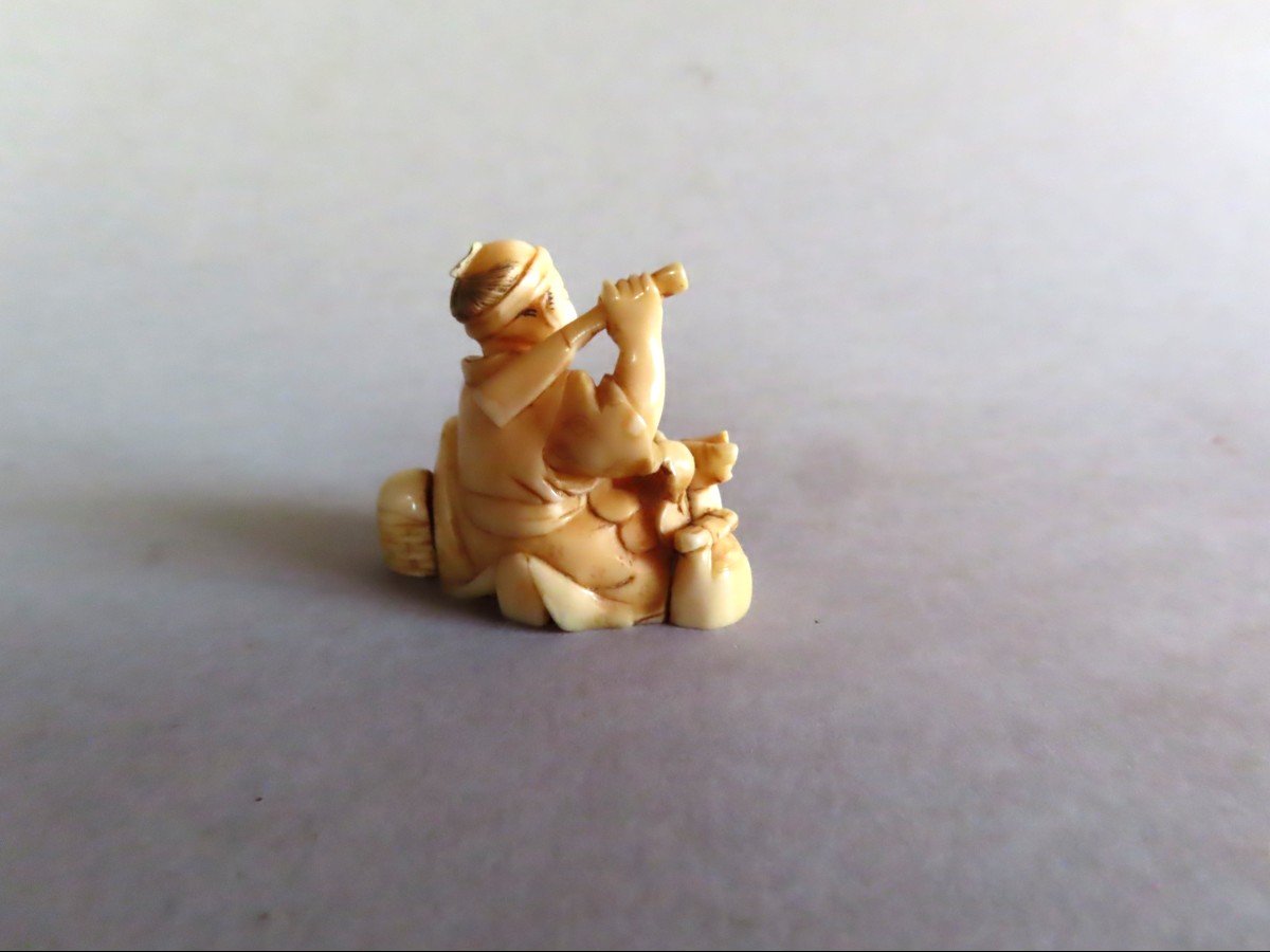 Ivory Netsuke. Street Scene. Small. Japan Meiji Period (1868-1912)-photo-4