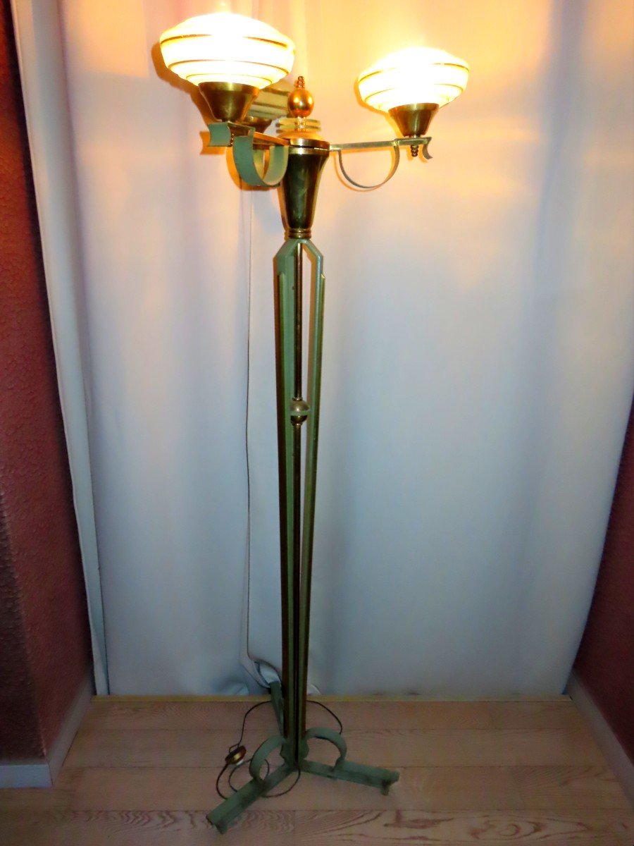 Art Deco Floor Lamp. Steel And Copper. 1920-30