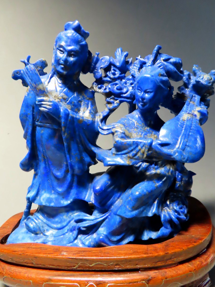 Lapis Lazuli. Le Letrré et la musicienne. Chine début XXème.-photo-1