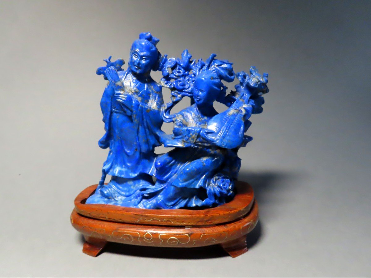 Lapis Lazuli. Le Letrré et la musicienne. Chine début XXème.