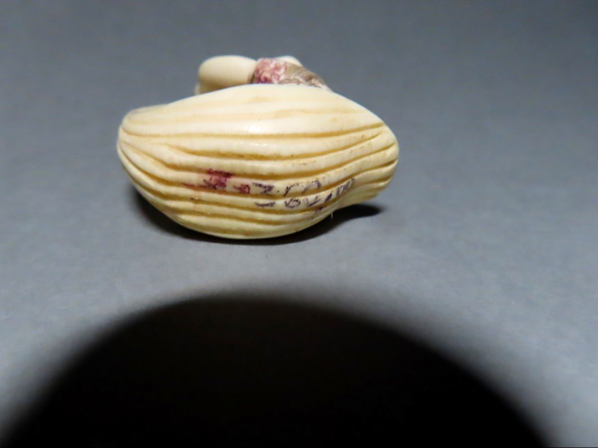 Ivory Netsuke Karako Sailing On A Leaf. Japan Taisho Period (1912-1928)-photo-2