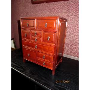 Small Japanese Tansu In Rosewood. Early 20th Century.