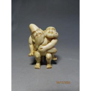 Ivory Okimono. Two Sumo Wrestlers. Japan, Meiji Period.