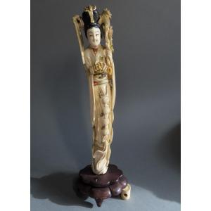 Ivory Okimono. Goddess Of Spring. China 1920-30