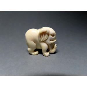 Ivory Netsuke. Baby Elephant. Japan Taisho Period (1912-1928)