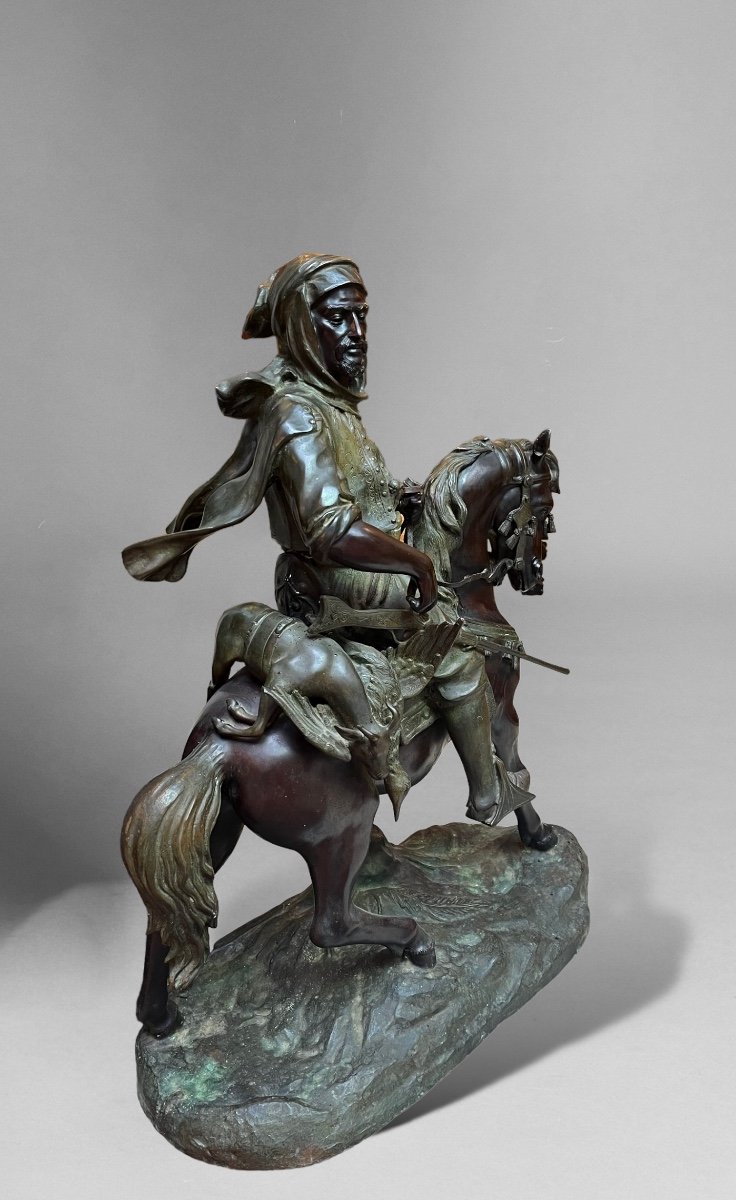 Chasseur Arab Sculpture En Bronze -photo-3