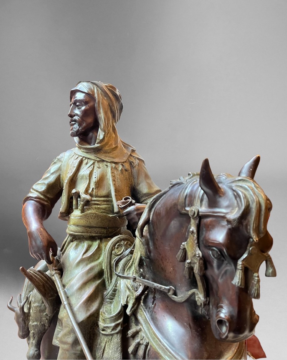 Chasseur Arab Sculpture En Bronze -photo-2