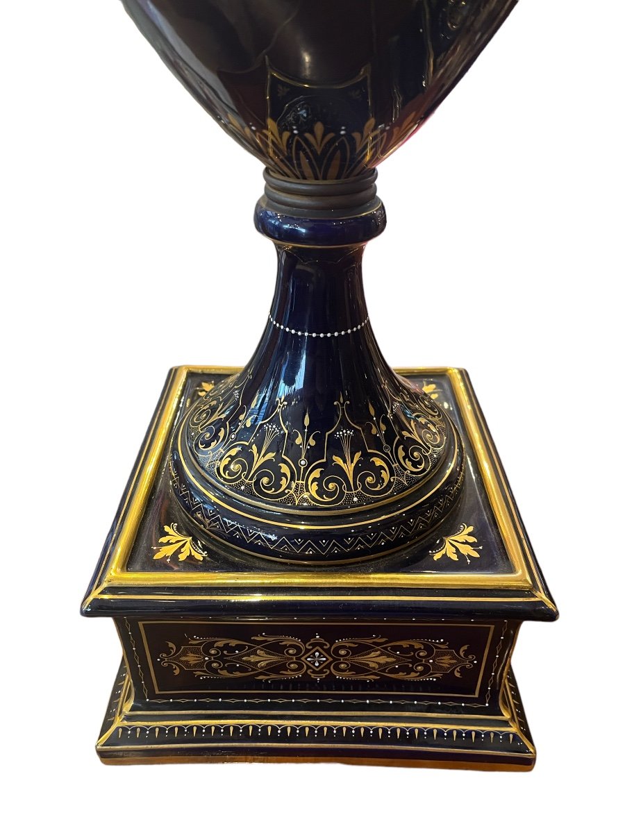 Paire De Grand Vase En Porcelaine De Vienne 19em-photo-2