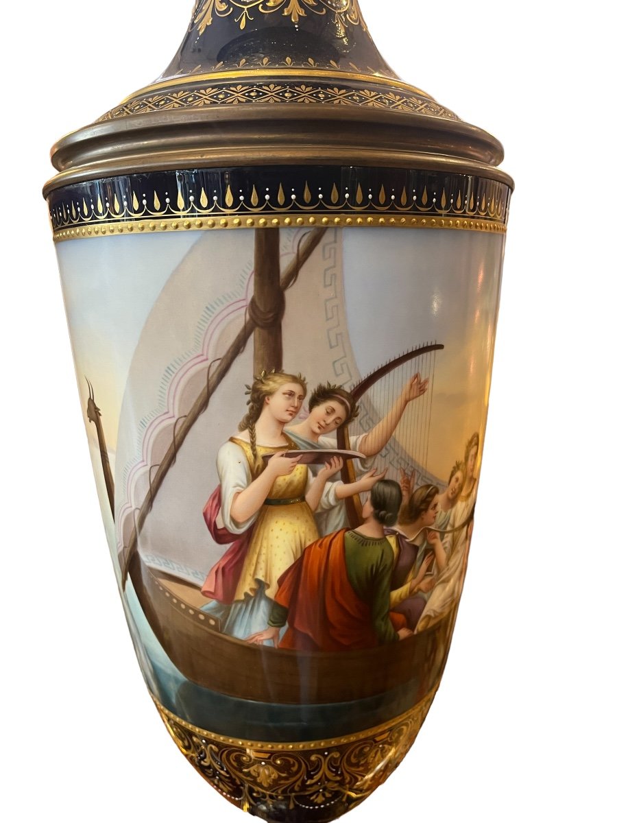 Paire De Grand Vase En Porcelaine De Vienne 19em-photo-4