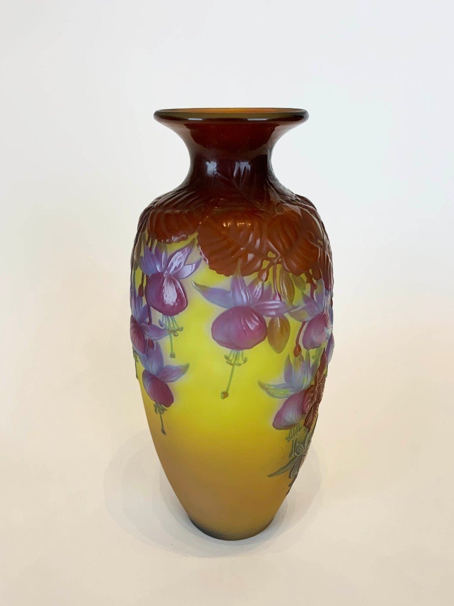 Beautiful Emile Gallé Vase With Flower Decor-photo-2