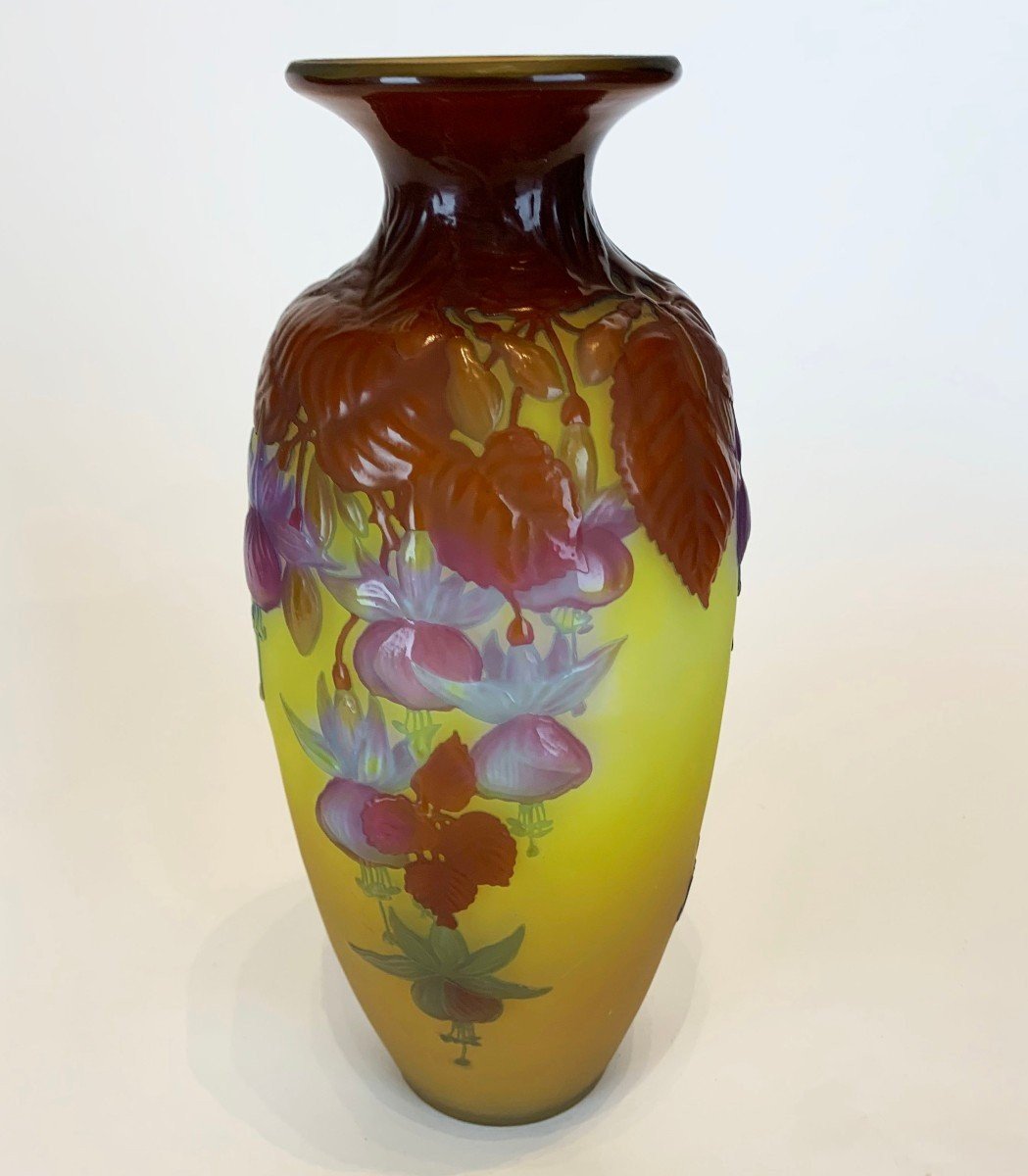 Beau Vase Emile Gallé  à Décor Des Fleurs