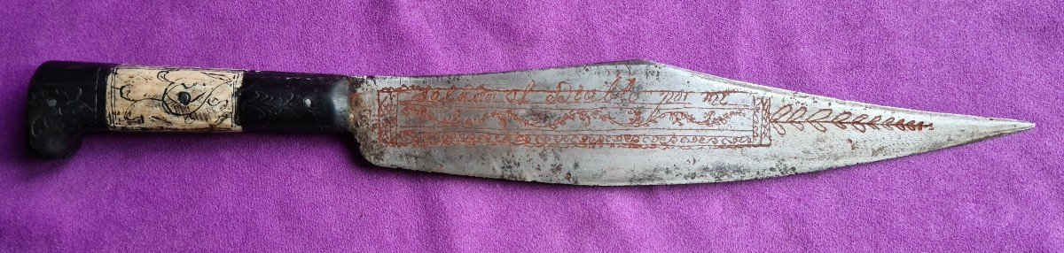 Rare Spanish Knife With Blade Engraved With A Curse-photo-2