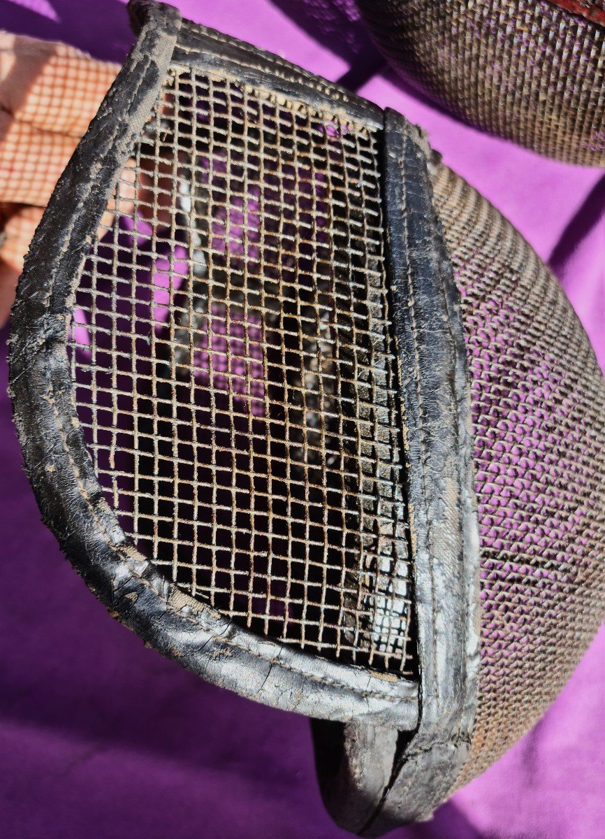 19th Century Fencing Mask, Black Leather-photo-3