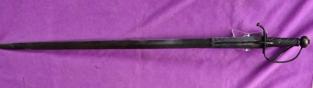 Germanic Cavalry Sword, Engraved Blade 17th Century-photo-2