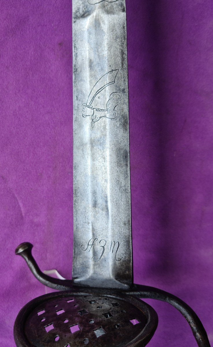 Germanic Cavalry Sword, Engraved Blade 17th Century-photo-4