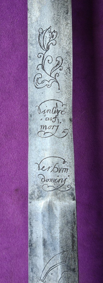 Germanic Cavalry Sword, Engraved Blade 17th Century-photo-5