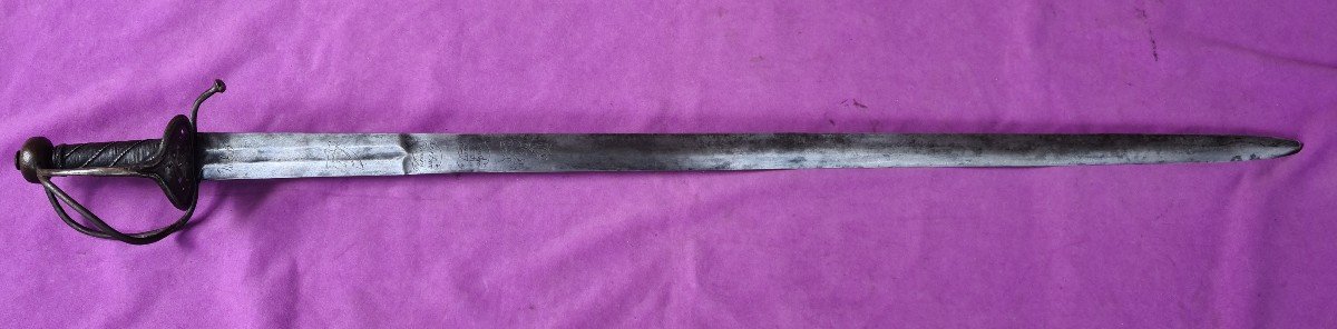 Germanic Cavalry Sword, Engraved Blade 17th Century