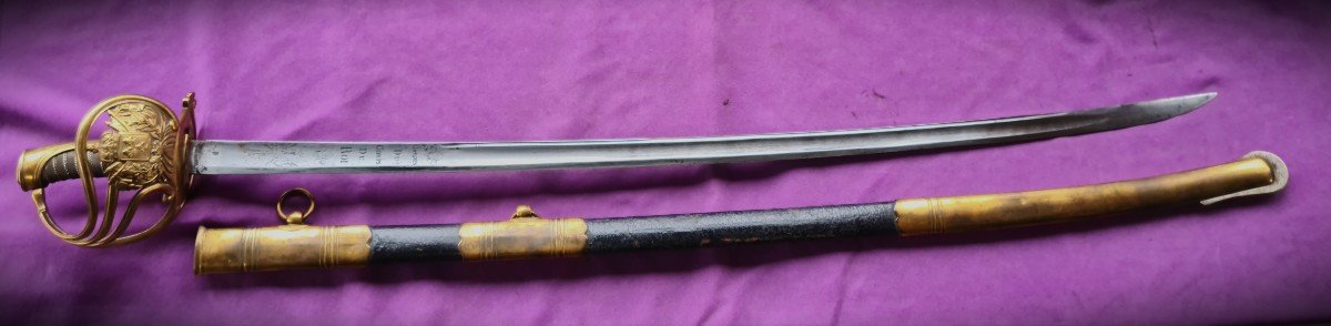 Sabre De Garde Du Corps De Roi, Premier Modèle 1814, Lame Particulière-photo-3