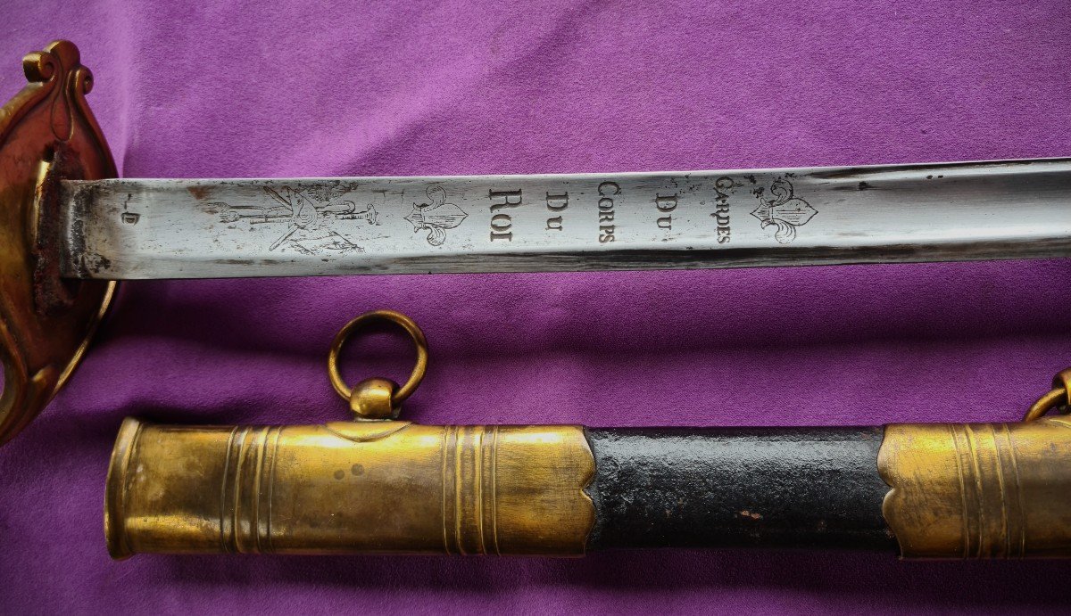 Sabre De Garde Du Corps De Roi, Premier Modèle 1814, Lame Particulière-photo-4