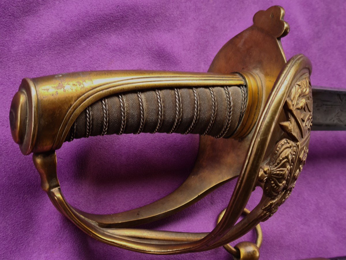 Sabre De Garde Du Corps De Roi, Premier Modèle 1814, Lame Particulière-photo-6