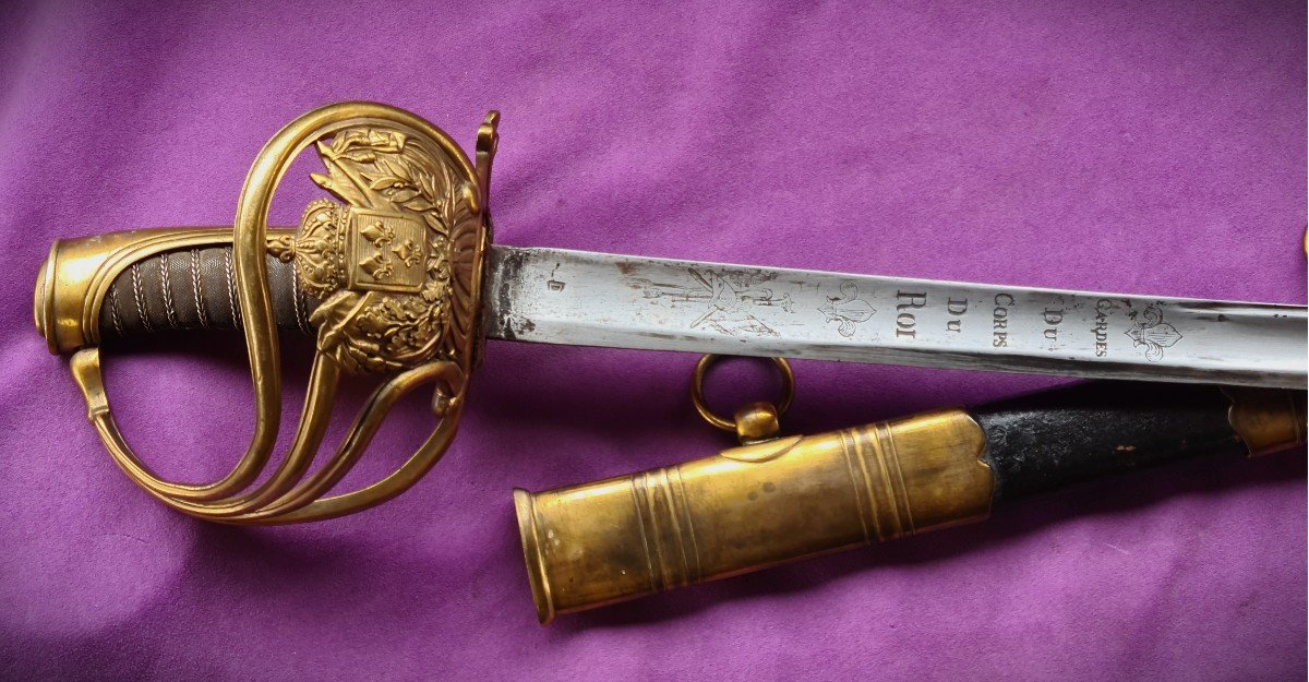 Sabre De Garde Du Corps De Roi, Premier Modèle 1814, Lame Particulière