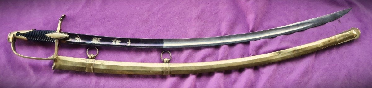 Light Cavalry Officer's Saber, Brass Scabbard, 1st Empire-photo-3