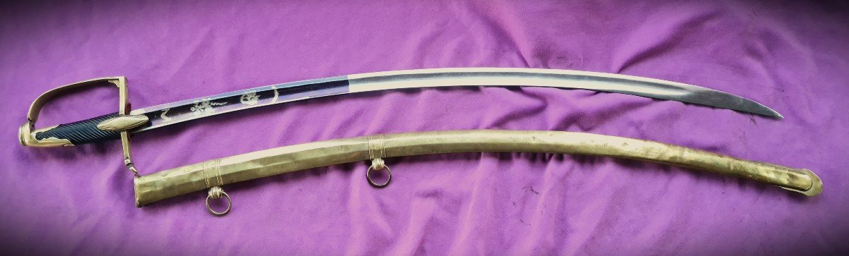 Light Cavalry Officer's Saber, Brass Scabbard, 1st Empire-photo-4