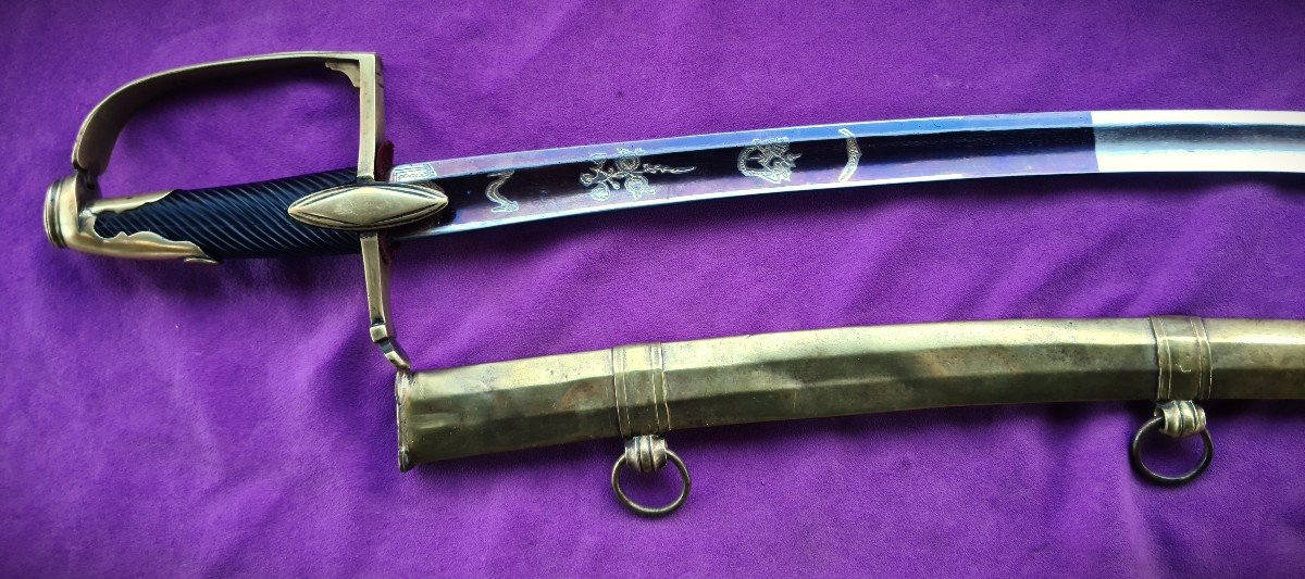 Light Cavalry Officer's Saber, Brass Scabbard, 1st Empire-photo-1