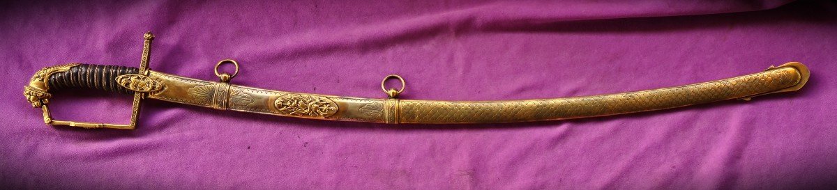 Napoleonic Cavalry Officer's Saber, Damascus Blade-photo-3