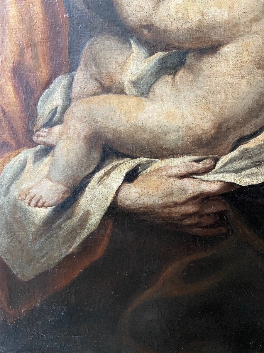 "Saint Joseph et l'enfant Jésus" école française vers 1700,-photo-3