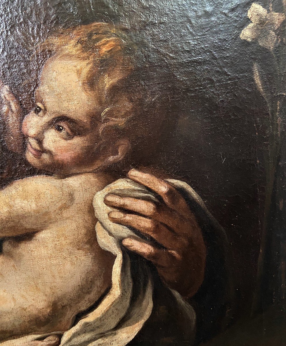 "Saint Joseph et l'enfant Jésus" école française vers 1700,-photo-1