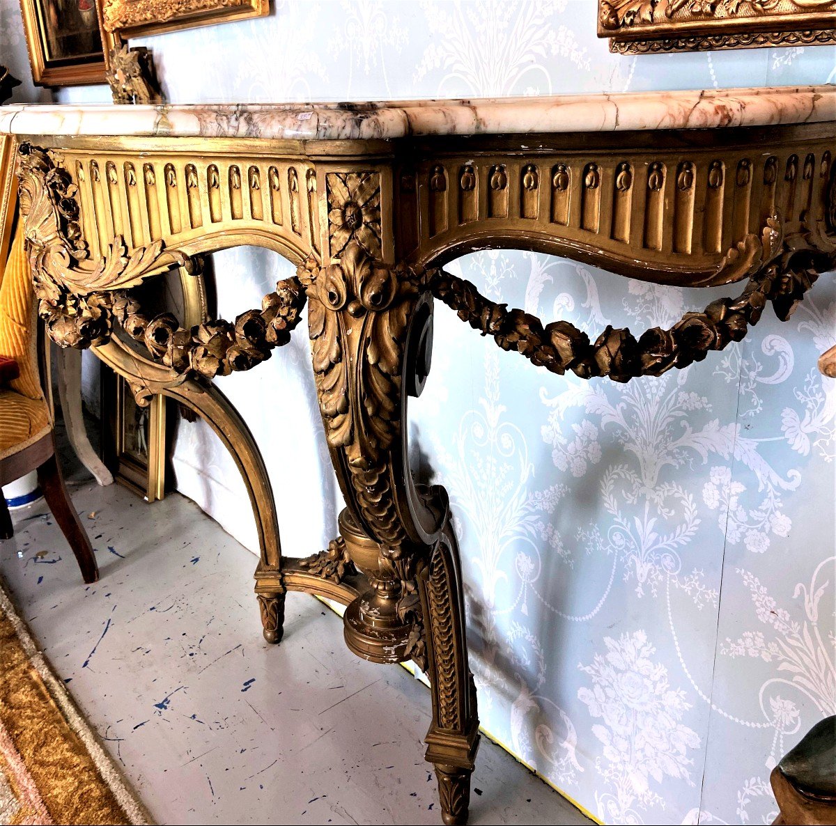 Console In Carved Golden Wood, XIX Century-photo-2