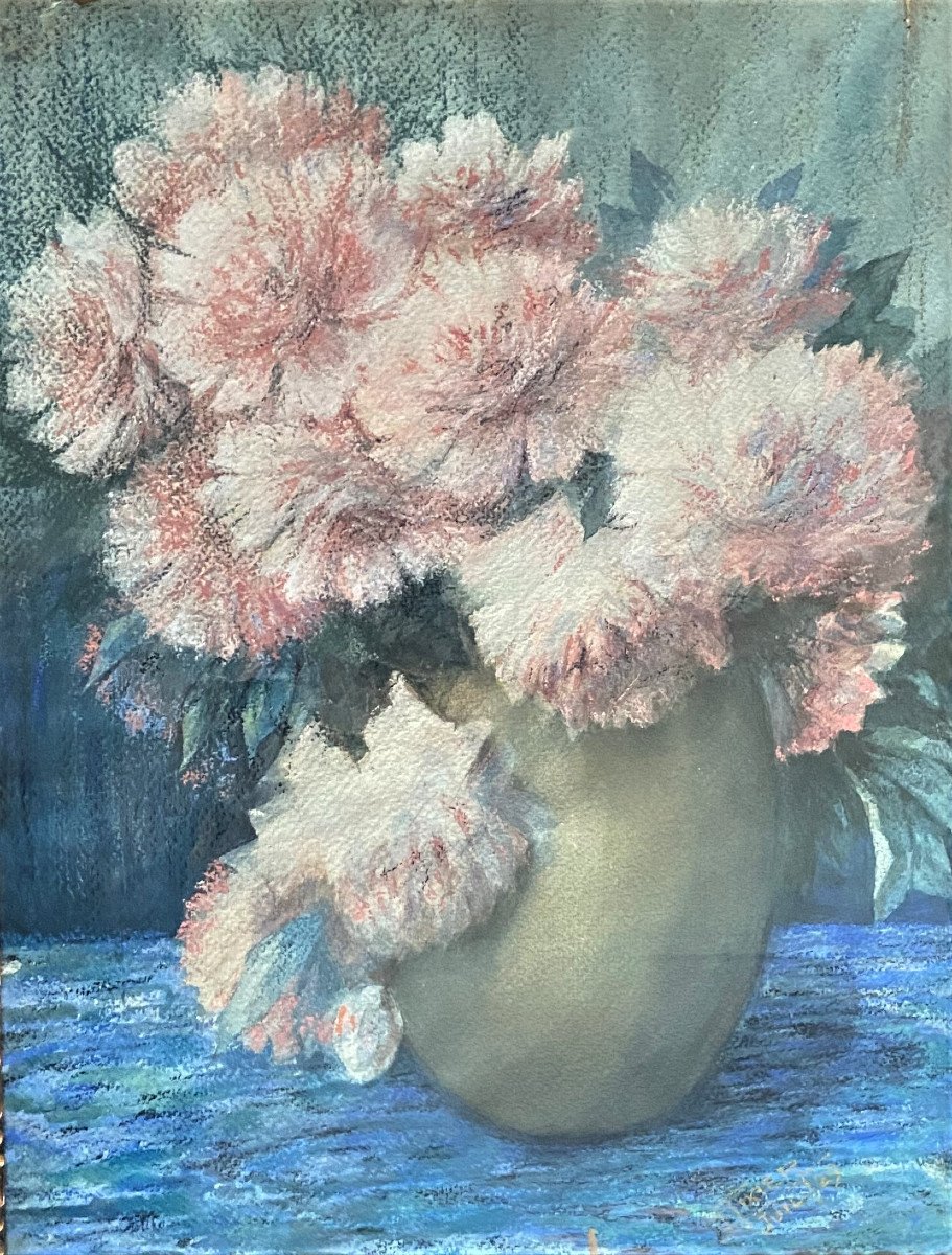 French School Of The XIX Century. Bouquet Of Flowers. Pastel-photo-2