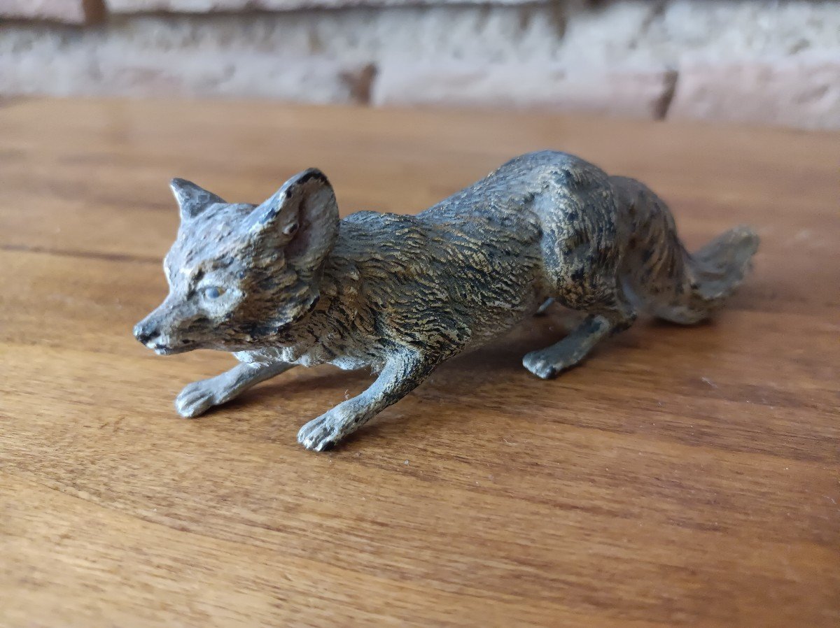  Bronze Fox From Vienna Signed Geschützt 19th Century-photo-2